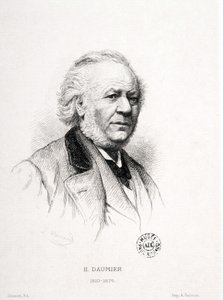 Portræt af Honore Daumier (1808-1879), fransk gravør, maler og billedhugger. Massard gravering. Mål: 15x11,5 cm. Arbaud Museum. af Honoré Daumier