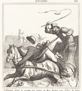 Prudhomme tvunget til at tage lektioner... af Honoré Daumier