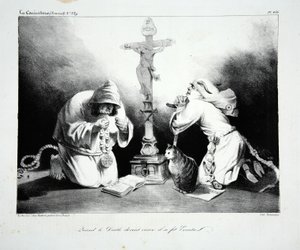 Da djævelen blev gammel, lavede han sig selv til eremit, pub. 1835 af Honoré Daumier