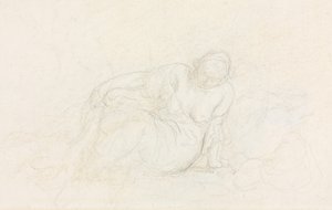 Tilbagelænet kvinde læner sig op ad sin arm (verso) af Honoré Daumier