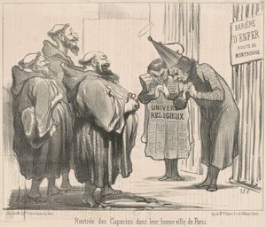 Kapucinernes tilbagevenden til ... Paris af Honoré Daumier