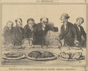 Møde mellem forskere, der foreslår... af Honoré Daumier