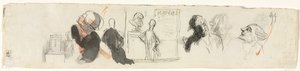 Skitser af forskellige figurer (verso) af Honoré Daumier