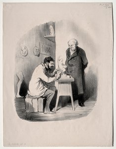 Kunstnerne, plade 2: Du skal modellere mig på denne måde en dag, 1848. af Honoré Daumier