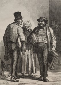 Auktionslokalet: Købmændene. af Honoré Daumier