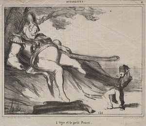 Kosakkerne til latter (plade 61): Trolden og hans lille Tom Thumb af Honoré Daumier