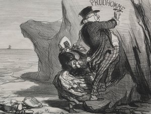 The Good Bourgeois (plade 3): Jeg vil efterlade et uforgængeligt monument over vores besøg på denne klippe... af Honoré Daumier
