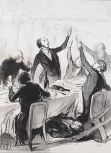 The Philanthropists of the Day, plade 8: A 43d Toast...to the Temperance Society, 1844. af Honoré Daumier