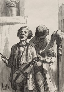The Singers: Street Singers. af Honoré Daumier