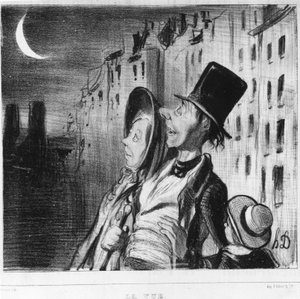 Udsigten: serie taget fra "" Cinq sens"", af Honore Daumier (1808-1879). "" Charivari"" af Honoré Daumier