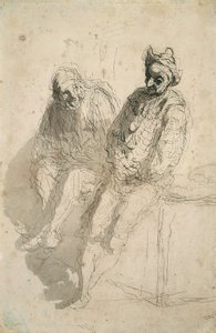 To Saltimbanques af Honoré Daumier