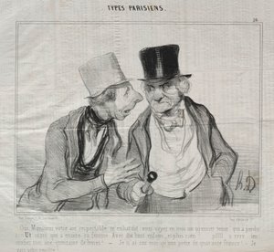 Typer Parisiens, plade 26: Ja, Sir, Deres respektable luft opmuntrer mig... af Honoré Daumier