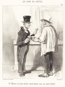 En forsvarer... chatter... på sit sædvanlige kontor af Honoré Daumier