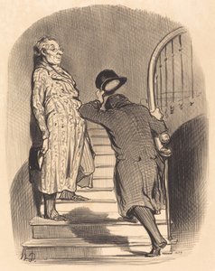 En lejer, der betaler sin termin nøjagtigt af Honoré Daumier