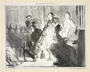 Et orkester i et meget Comme il faut-hus, no. 8 af Samfundets komikere af Honoré Daumier
