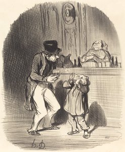 En far, der får sin søn til at sutte... af Honoré Daumier