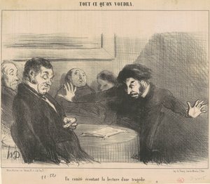 Et udvalg lytter til oplæsningen af ​​en tragedie af Honoré Daumier