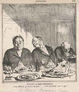 En gæst til en middag med hestespisere: Skal jeg byde dig lidt mere? Det er fantastisk, ikke? af Honoré Daumier