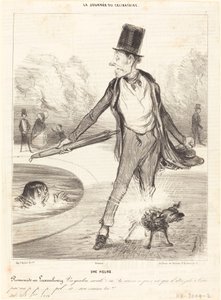 En time - Gåtur i Luxembourg af Honoré Daumier