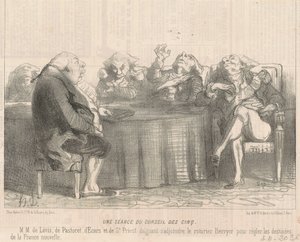 Et møde i rådet på fem af Honoré Daumier