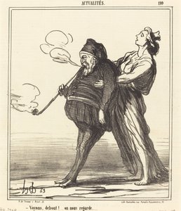 Lad os se!... stå op, de kigger på os af Honoré Daumier