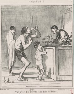 Udsigt taget ved forfriskningsbaren i et bad af Honoré Daumier
