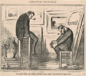 Udsigt taget på en workshop... af Honoré Daumier