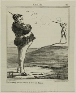 "-Hvor er det ærgerligt, at jeg ikke må gå på jagt," plade 180 fra Actualitiés af Honoré Victorin Daumier