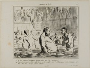 "- Jeg fik at vide, at jeg skulle gå i koldbadet for at tabe mig. - Du siger ikke, at jeg lige har fået det modsatte at vide. - Måske er de gode til alt i år! - Sandt for alt, undtagen renlighed," plade 39 fra Croquis D