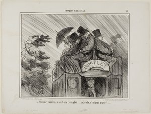 "- Kun 15 cent for et helt bad.... sikke en handel!", plade 12 fra Croquis Parisiens af Honoré Victorin Daumier