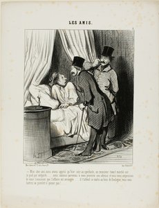 "- Min kære ven, vi hørte i går på teatret, at en herre uforvarende har trådt på din fod.... Vi er kommet for at få hans adresse, og vi er ivrige efter at meddele, at sagen er ordnet.... Han venter på dig her til morgen i Bo af Honoré Victorin Daumier