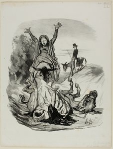 "- Åh gud, mor, mor! ........ For himlens skyld..... min datter, min datter!!!," plade 26 fra Pastorales af Honoré Victorin Daumier