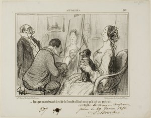 "- Da han nu er en del af familien, skal han også have taget sit portræt", plade 269 fra Actualités af Honoré Victorin Daumier