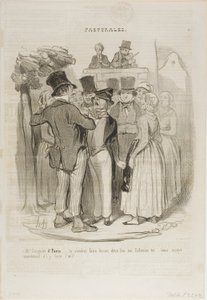 "- Så, Gringalet fra Paris!.... du vil danse to gange med min Catherine ...... prøv nu igen at lave fåreøjne på hende," plade 27 fra Pastorales af Honoré Victorin Daumier