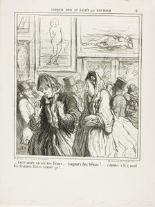 "- Endnu flere venuer i år ... altid venuer! ... som om der var nogen kvinder, der var bygget sådan!", plade 2 fra Croquis Pris Au Salon par Daumier af Honoré Victorin Daumier