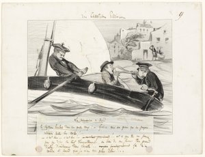 En bådmanøvre, plade ni fra Les Canotiers Parisiens af Honoré Victorin Daumier