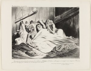 En rimelig belønning præsenteret i 1800 af de ukristelige vilde i Nordamerika til Louis-Philippe af Orléans, kirurg og udvandrer, men stadig franskmand. (Jeg hilser dig, nådige sorte dame, Herren er med dig.) Et Ave Maria fra Namaquan, plade 466 af Honoré Victorin Daumier