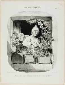 Et mønsterægteskab: I tredive år har de dyrket dyd og nelliker, planche seks fra Les Bons Bourgeois af Honoré Victorin Daumier