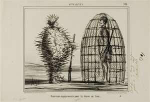 En ny dragt til løvejagten, plade 395 fra Actualités af Honoré Victorin Daumier