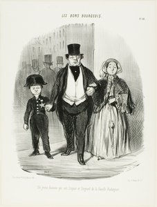 En ung mand, der er familien Badinguets stolthed og håb, planche 16 fra Les Bons Bourgeois af Honoré Victorin Daumier