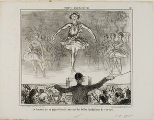 En danser, der hævder at have bevaret den store tradition for VESTRI, plade 12 fra Croquis Dramatiques af Honoré Victorin Daumier