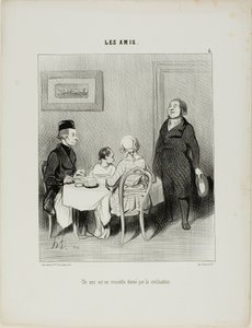En ven er en krokodille produceret af civilisationen, planche 6 fra Les Amis af Honoré Victorin Daumier