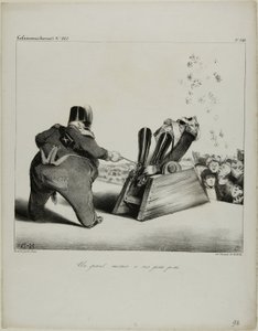 En stor morter med kort rækkevidde, plade 488 af Honoré Victorin Daumier
