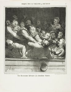 Et litterært argument på andet niveau, planche 3 fra Croquis Pris Au Théatre par Daumier af Honoré Victorin Daumier