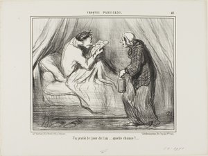 "En protest på nytårsdag! Sikke et held! ...........," plade 42 fra Croquis Parisiens af Honoré Victorin Daumier