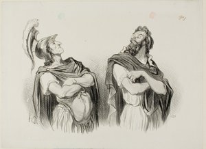 Achilleus og Agamemnon. Achilleus: "- Og hvad rager dit Troja mig!", plade 1 fra Physionomies Tragiques af Honoré Victorin Daumier