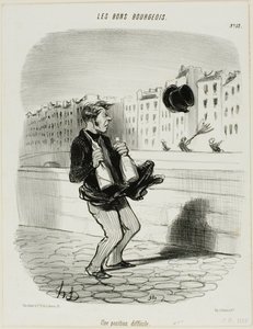 En akavet situation, planche 52 fra Les Bons Bourgeois af Honoré Victorin Daumier