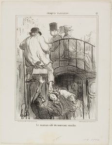 Et ubehageligt aspekt af den nye type omnibus, plade 13 fra Croquis Parisiens af Honoré Victorin Daumier