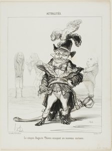 Borger Thiers prøver et nyt kostume, plade 114 fra Actualités af Honoré Victorin Daumier