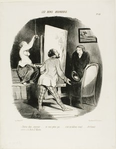 "Kom ind, monsieur, vær ikke genert. Det er et levende billede.... ligesom (du ville se) ved Porte St. Martin," plade 62 fra Les Bons Bourgeois